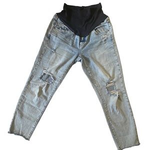 Old Navy OG Straight Full Panel Maternity Light Wash Jeans Size 6 Distressed